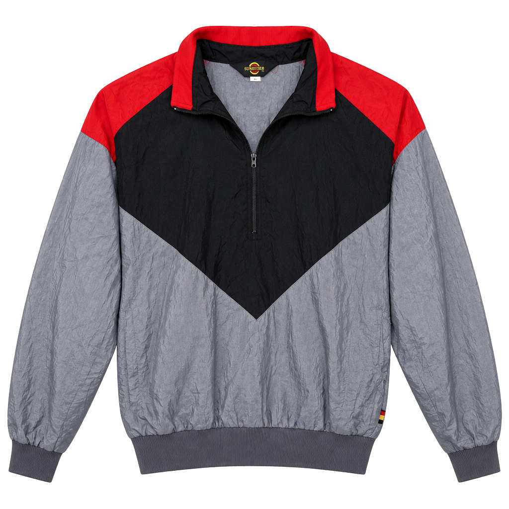 Vintage Sunbuster Windbreaker Red/black/grey Size Small 1