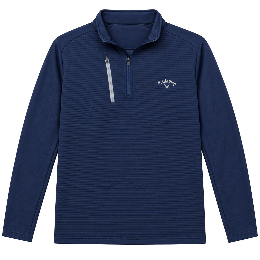 Callaway Mens Navy Blue Textured Quarter Zip Golf Pullover Sweatshirt Size M 1