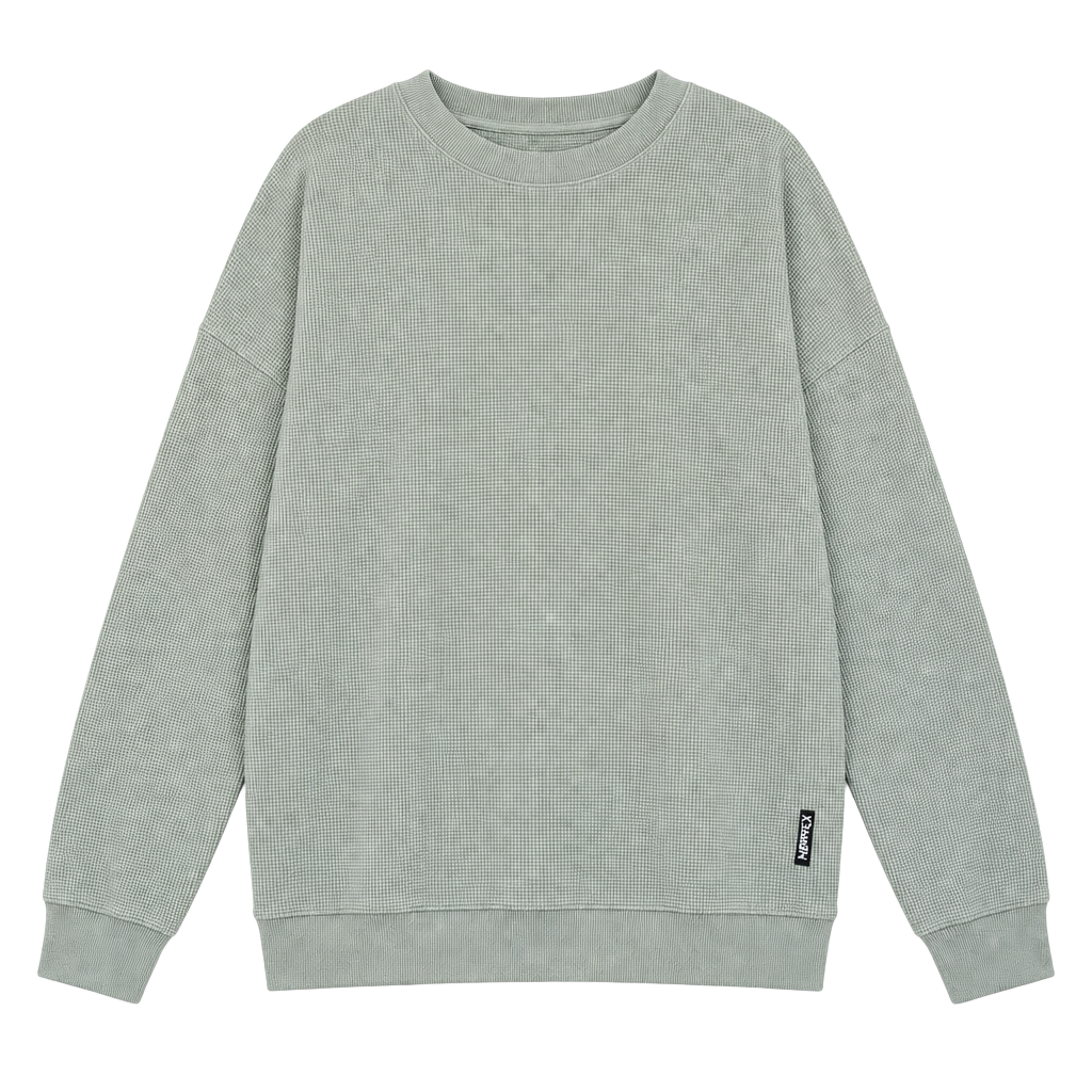 Comfit Oversize Waffle Knit Crewneck Sweater Size 3XL Sage Green 1
