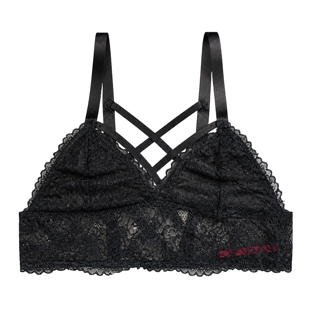 Seven 'til Midnight Black Lace Strappy Bralette 1