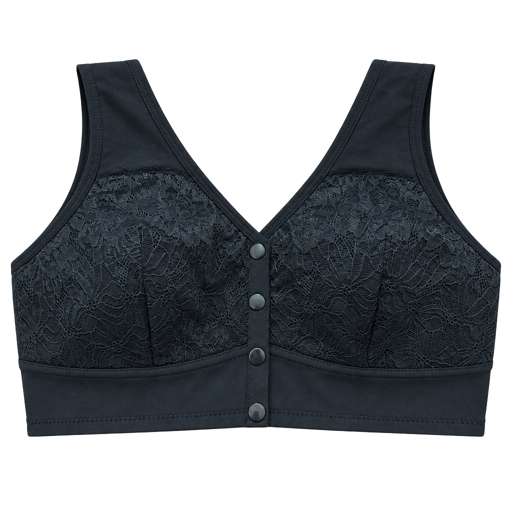 Ahvena Front Closure Lace Bra Size L Black Cotton Spandex 1