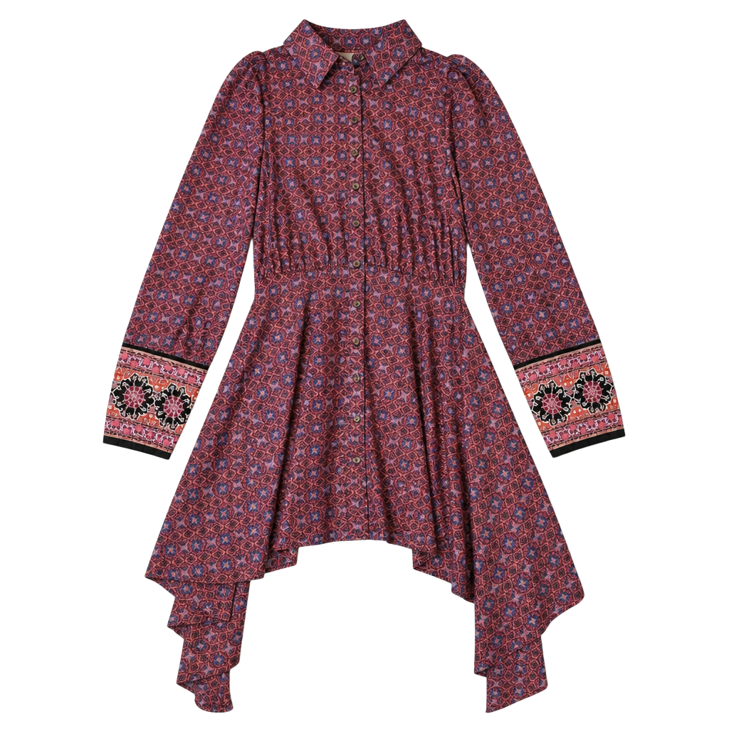 Free People Silky Rillo Shirtdress in Blackberry Tapestry Print 1