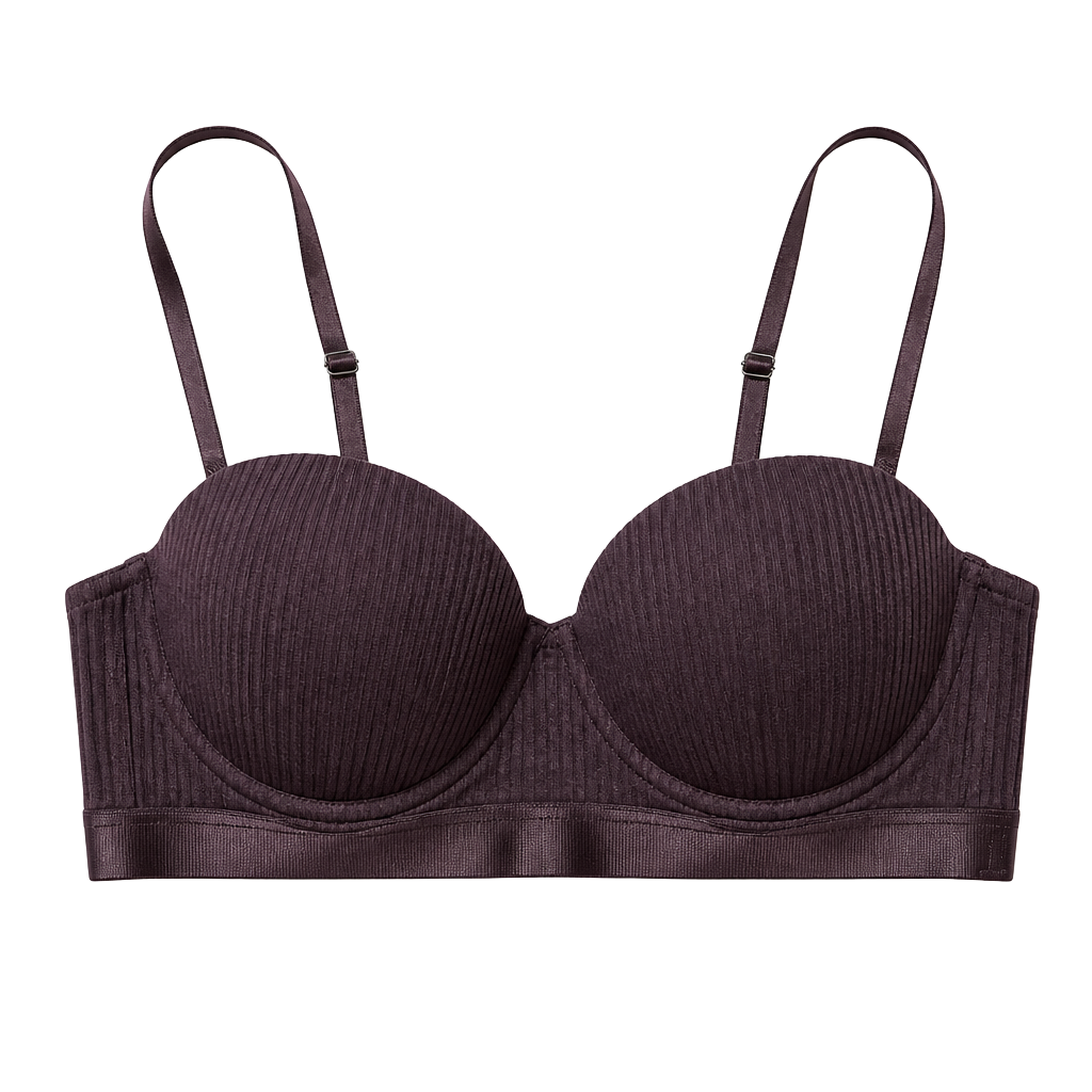 TAHARI Womens Purple Ribbed Padded Underwire Bra Size 34B 1