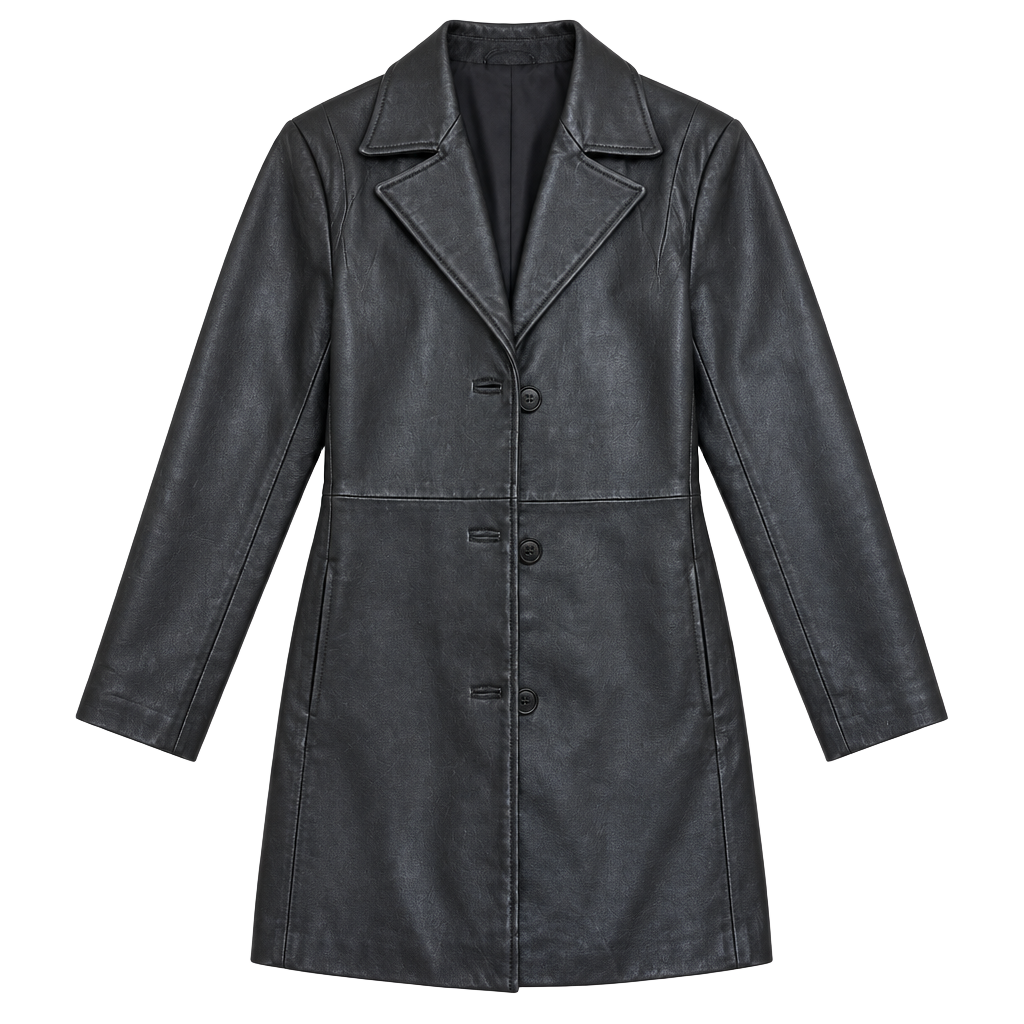 Hillard & Hanson Leather Jacket Size L Black Blazer Coat 1