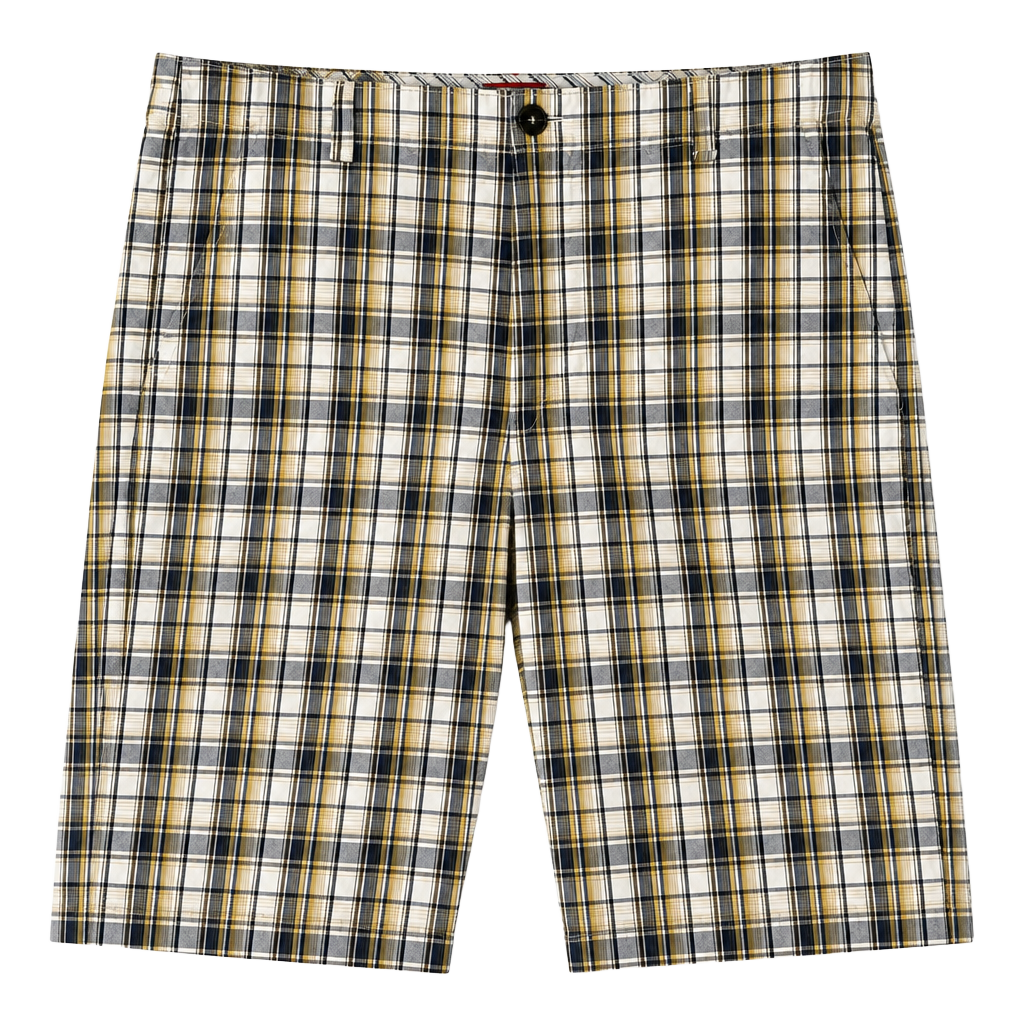 Levi's Plaid Shorts Size 38 Yellow Blue Cotton Casual 1