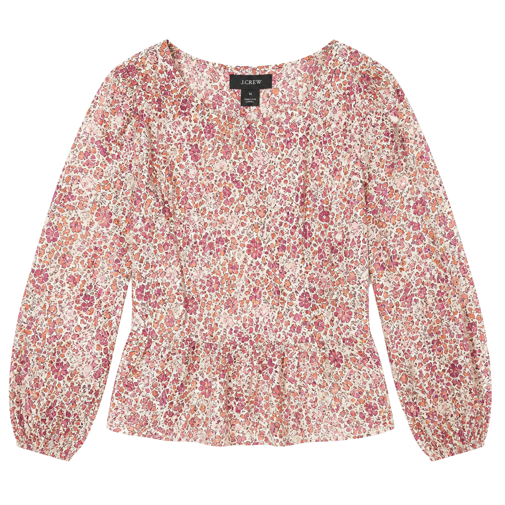 J.Crew Women’s M Cotton Silk Floral Pintuck Blouse Button Front Natural Fiber 1
