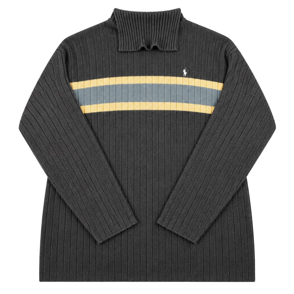 Polo Ralph Lauren Ribbed Turtleneck Sweater Black Striped 1