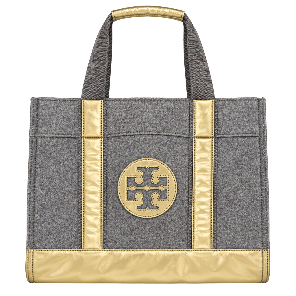 Tory Burch Metallic Vinyl-Trimmed Felt Tote Bag - Grey 1