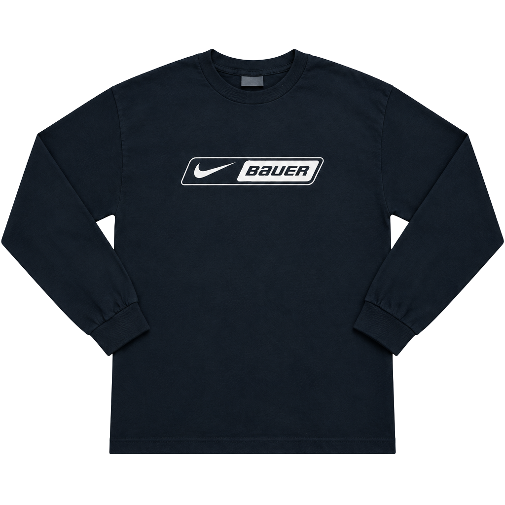 Nike Bauer Long Sleeve T-Shirt Size Medium Navy Vintage 1