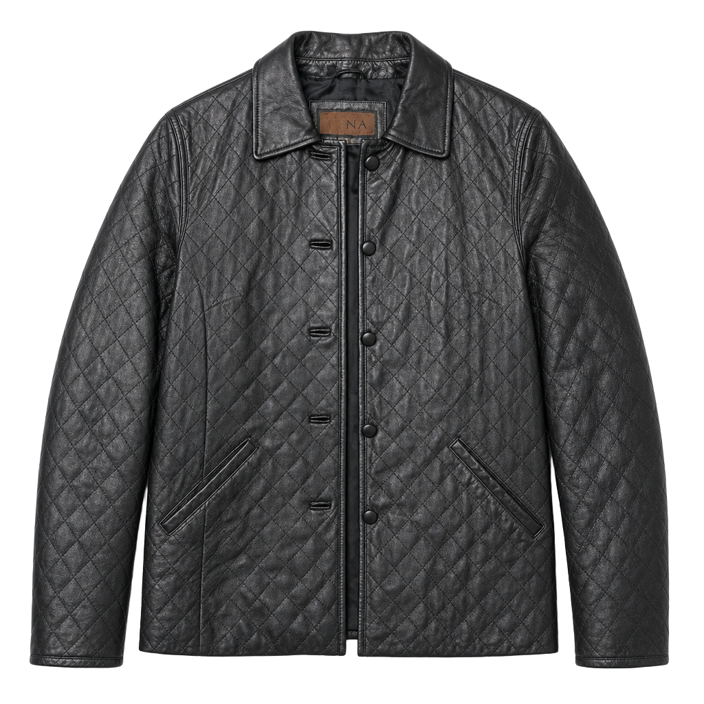 Siena Women's Black Quilted 100% Leather Button-Front Jacket Size 8 1