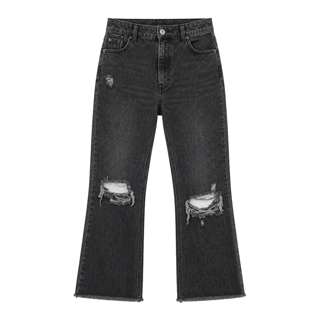 Zara High-Rise Distressed Raw Hem Jeans Black Size USA 6 1