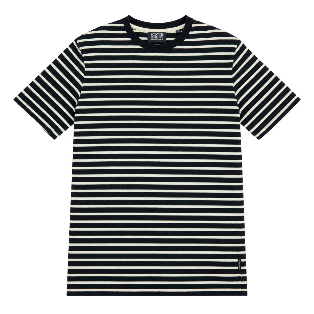Scotch & Soda Amsterdam Striped Cotton T-Shirt Black and Yellow 1