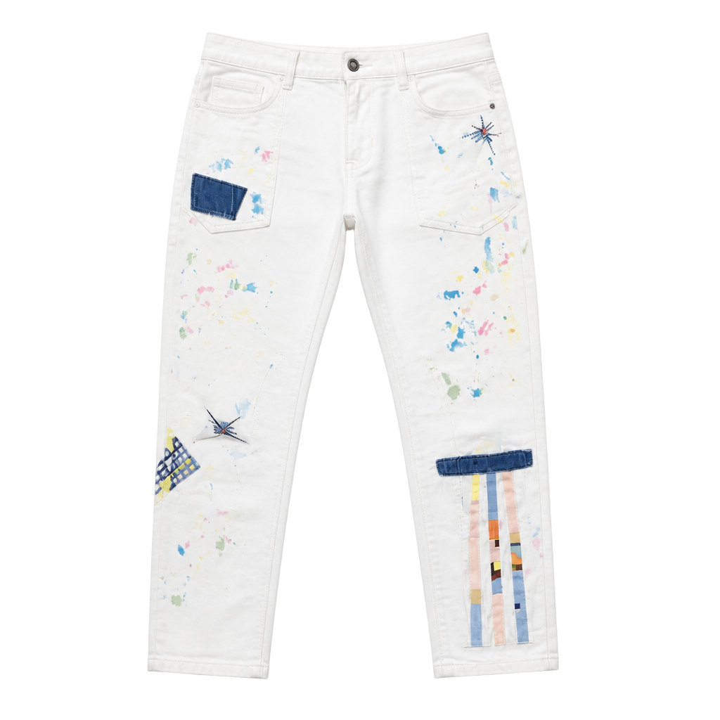 Pilcro by Anthropologie Paint Splatter Patched Carpenter Pants Size 26 1