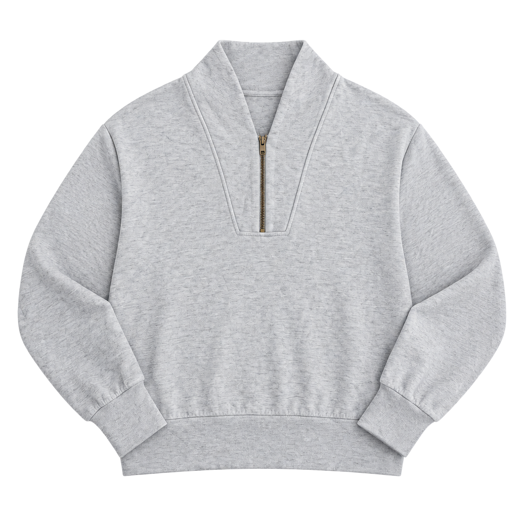 Varley DoubleSoft Pullover Sweatshirt Size S Grey Heather 1/2 Zip 1
