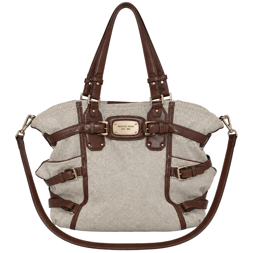 Michael Kors Gansevoort Canvas Shoulder Bag Brown Leather 1
