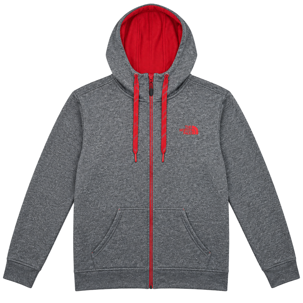 The North Face Full Zip Hoodie Gray Red 1