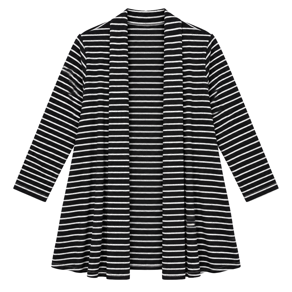 L: Everly green and White Striped Open Front Longline Cardigan sm 1