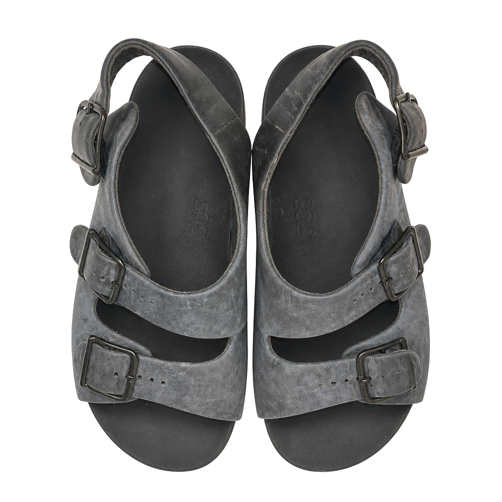O2: SAS Relaxed Black Leather Three Strap Adjustable Comfort Sandals 6.5 1