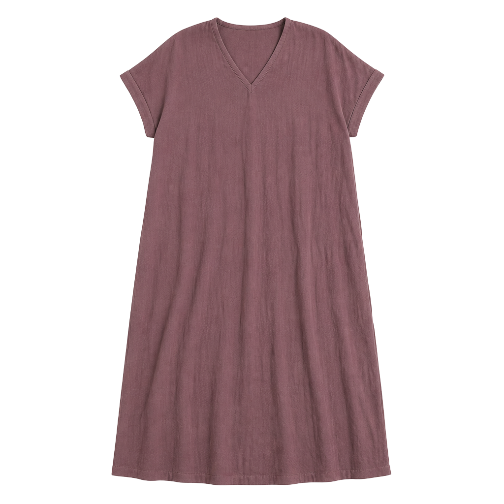 Grade & Gather V-Neck Dress Size S/M Mauve Textured Midi 1