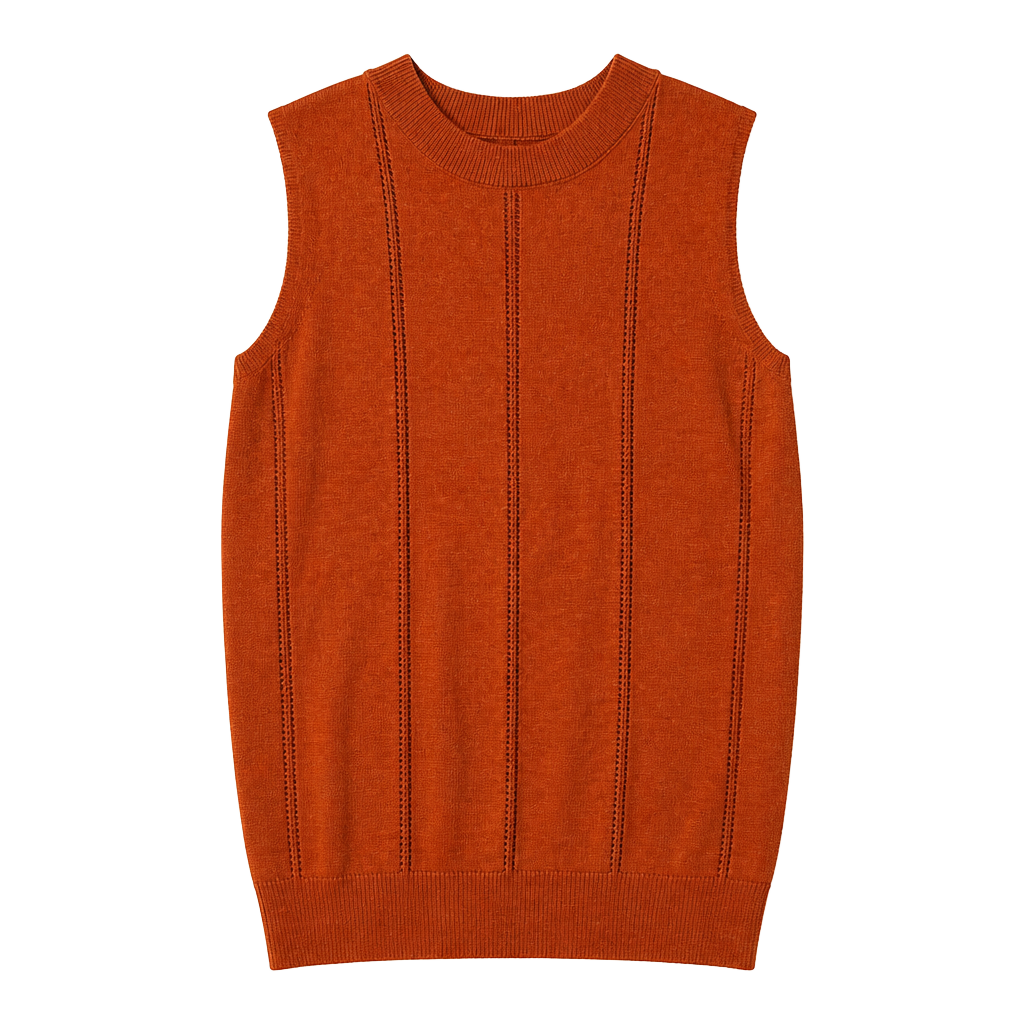 Crescent Orange Pointelle Stitch Sleeveless 1