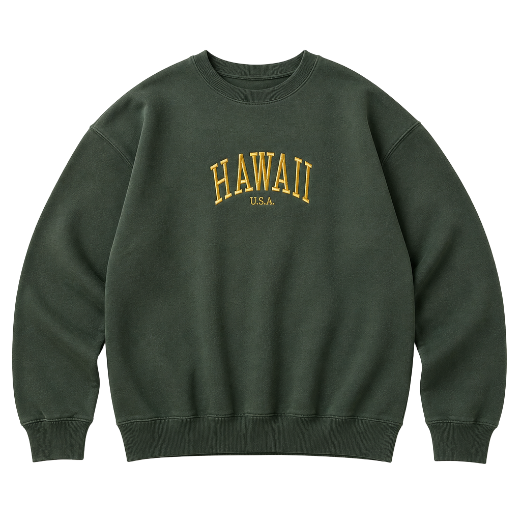 Brandy Melville John Galt Green Hawaii Crew Neck Sweatshirt 1