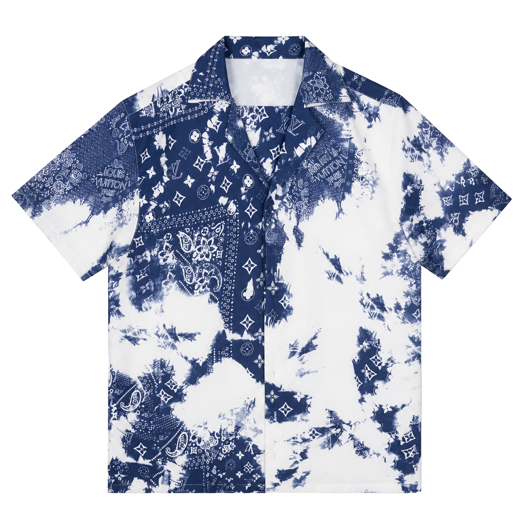 Louis Vuitton Bandana Monogram Short Sleeve Shirt Blue 1
