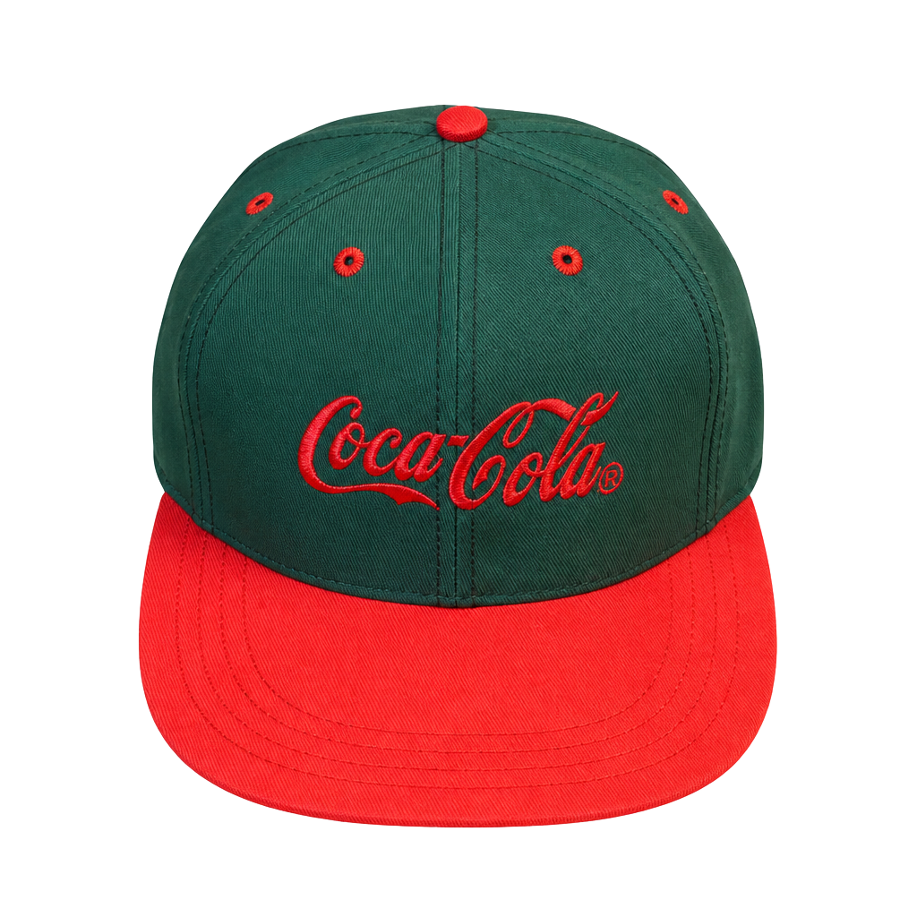 Coca-Cola Snapback Hat Green Red Vintage 90s Embroidered Logo Cap 1