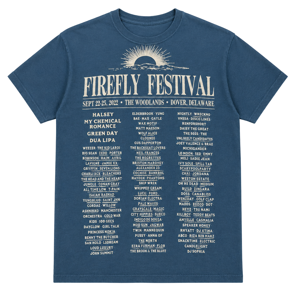 Firefly Festival 2022 Lineup Graphic T-Shirt Blue XL My Chemical Romance 1
