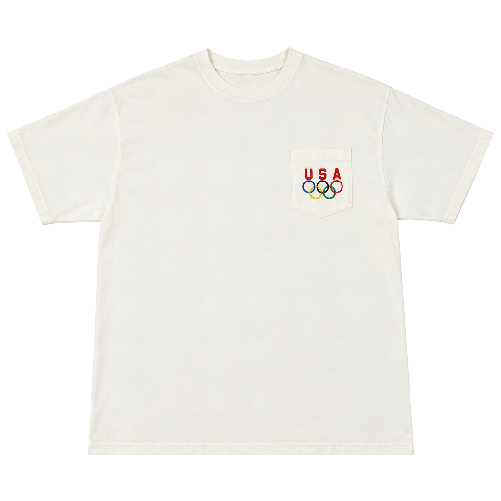 Hanes Vintage USA Olympics Pocket T-Shirt White XL 1