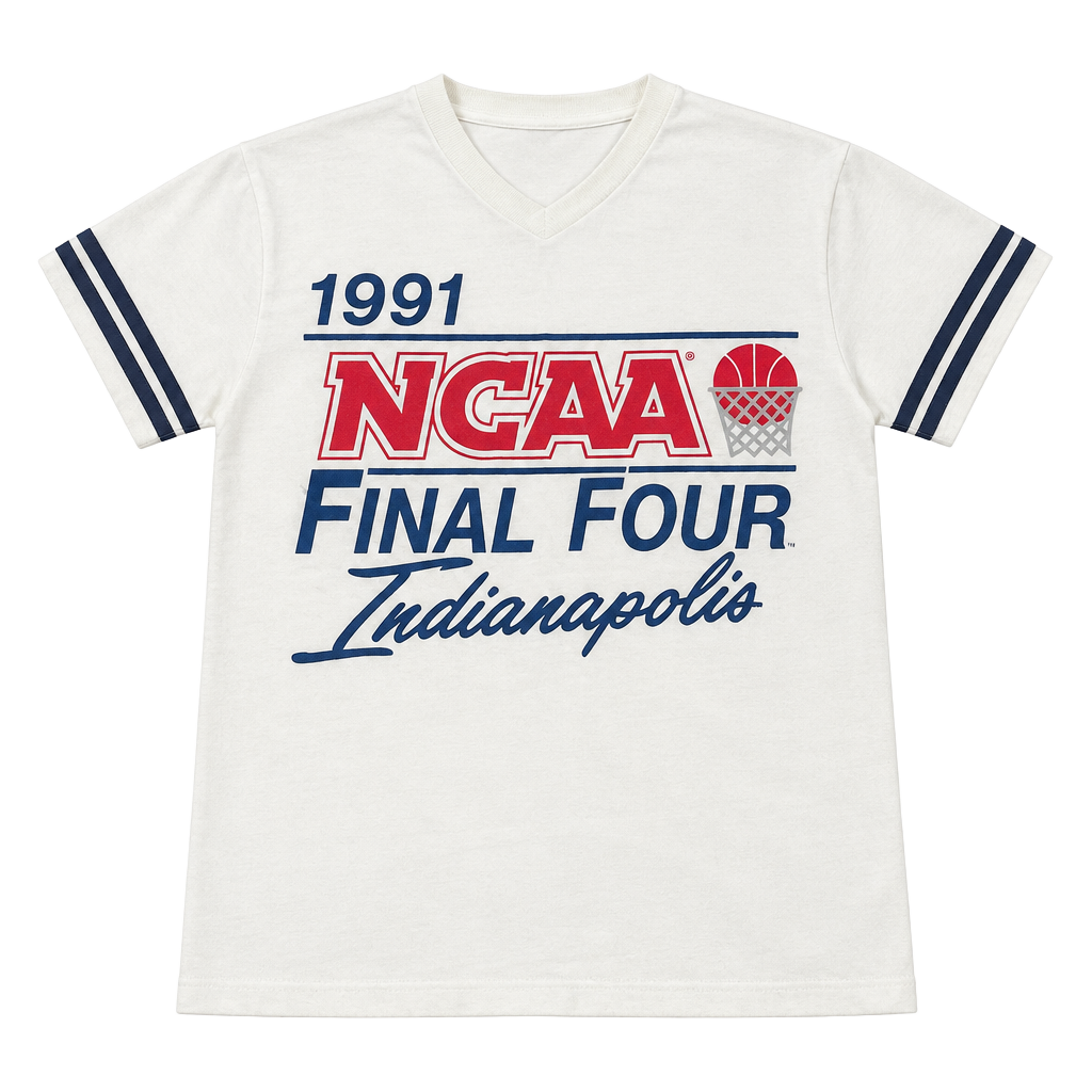 Logo 7 1991 NCAA Final Four Indianapolis T-Shirt Size Large Vintage White 1