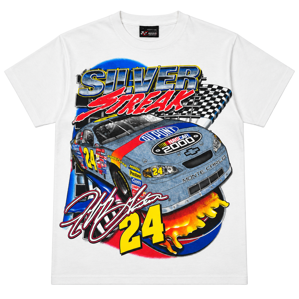 Vintage Chase Authentics Jeff Gordon NASCAR 2000 Silver Streak T-Shirt Size L 1
