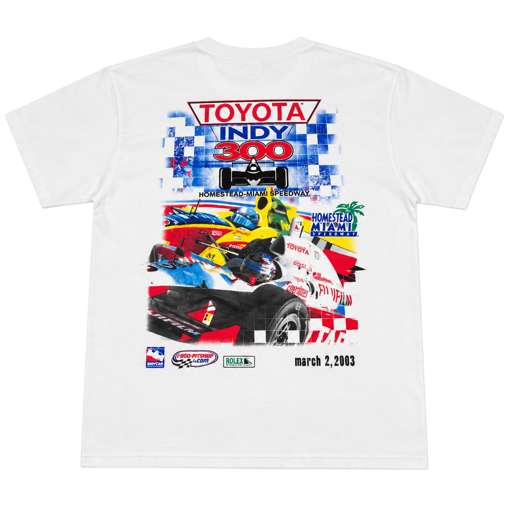Vintage Nascar Toyota Indy 300 2003 Graphic T-Shirt Size L White 1