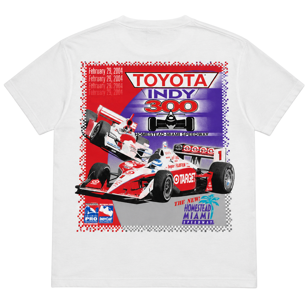 Vintage Nascar Toyota Indy 300 2004 Homestead-Miami Speedway Size XL White T-Shirt 1