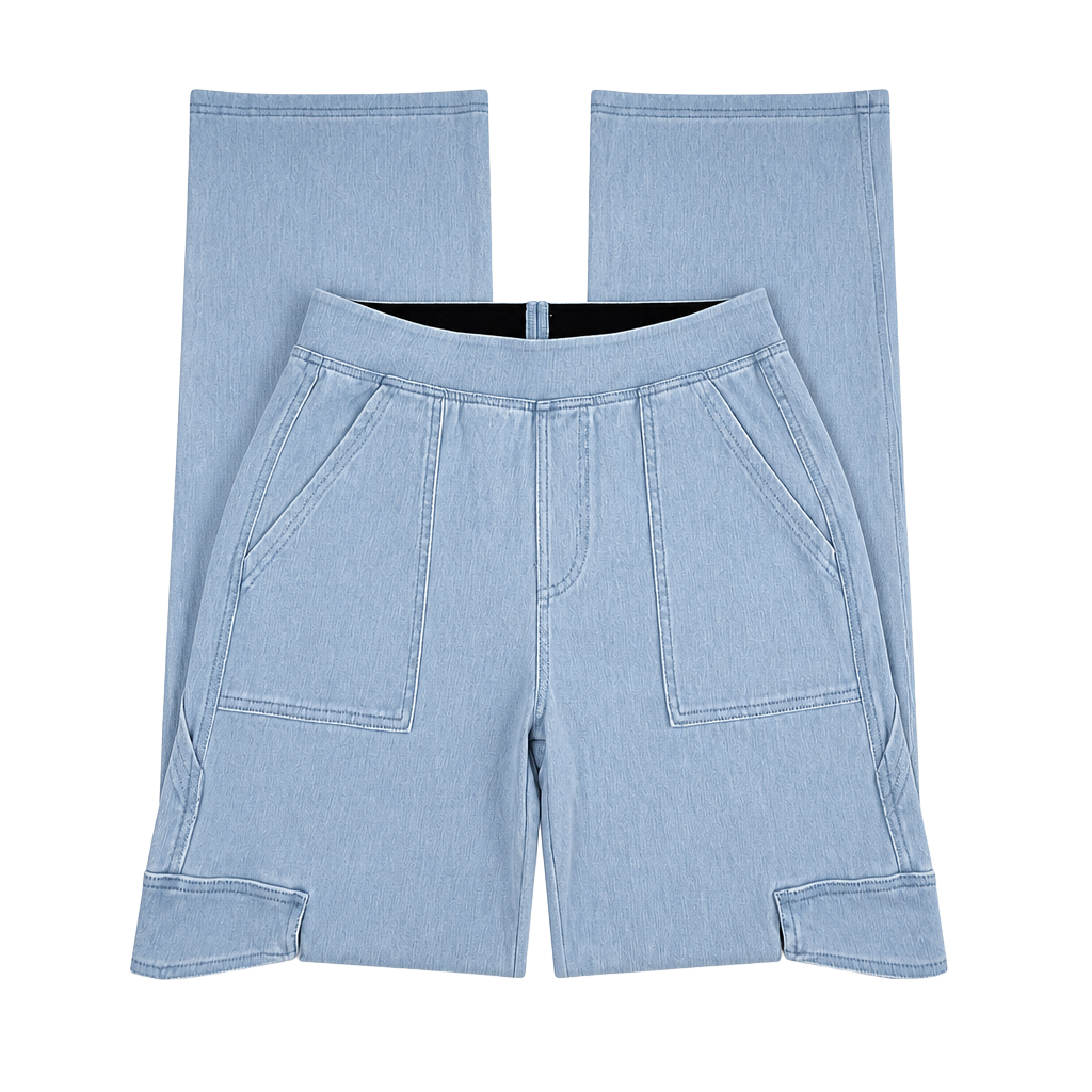 Halara Women's Flex High Rise Straight Leg Casual Cargo Jeans Light Blue 1