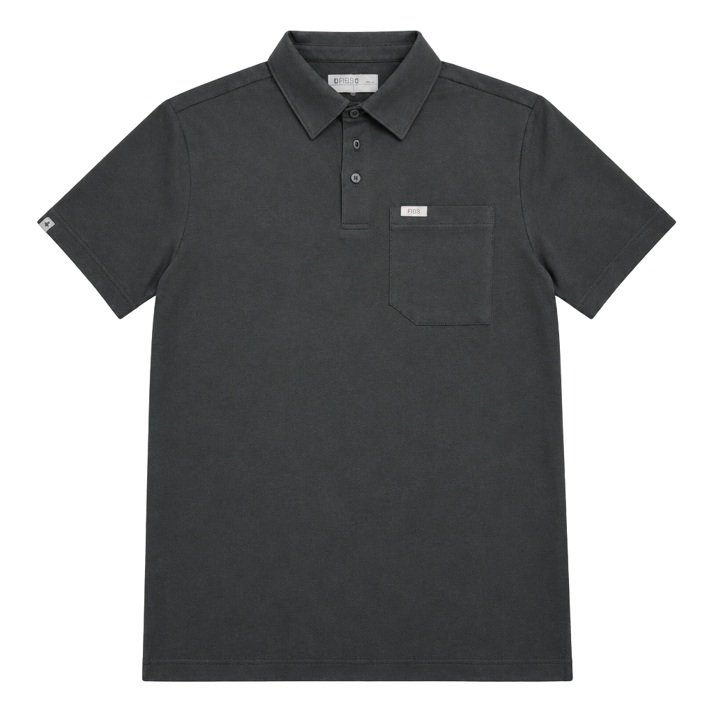 Figs Men’s Technical Pique Polo Scrub Top Size Small Black 1