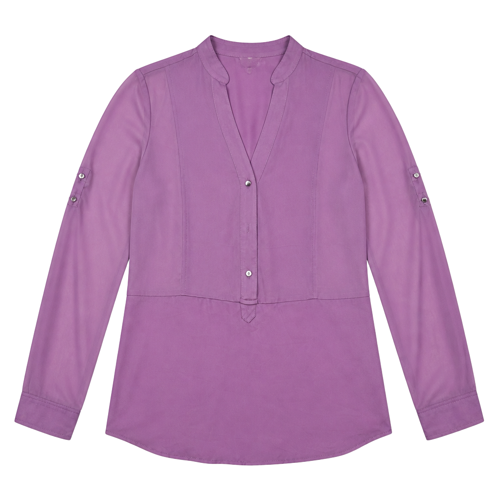 Express Purple Sheer Long Sleeve Portofino Blouse 1
