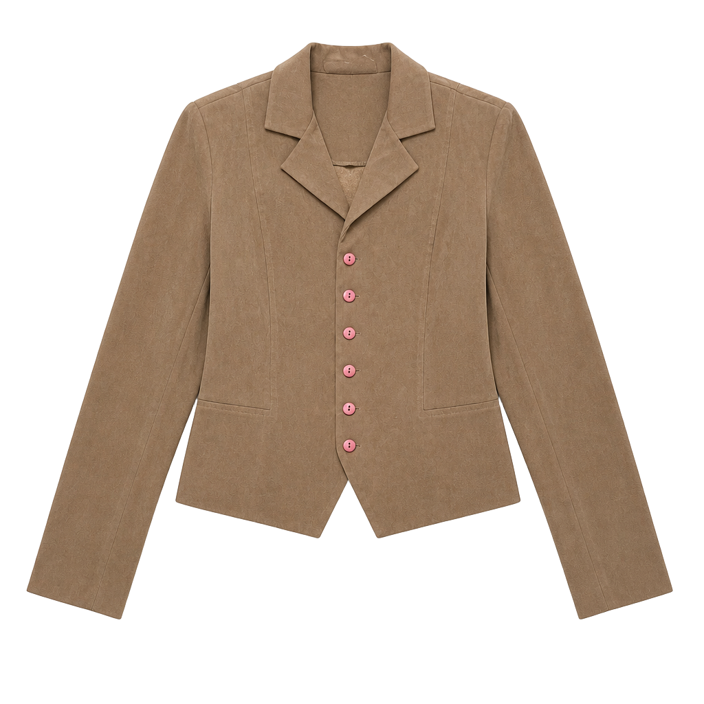 Coldwater Creek Brown Suede-Look Blazer Jacket Size 12 1