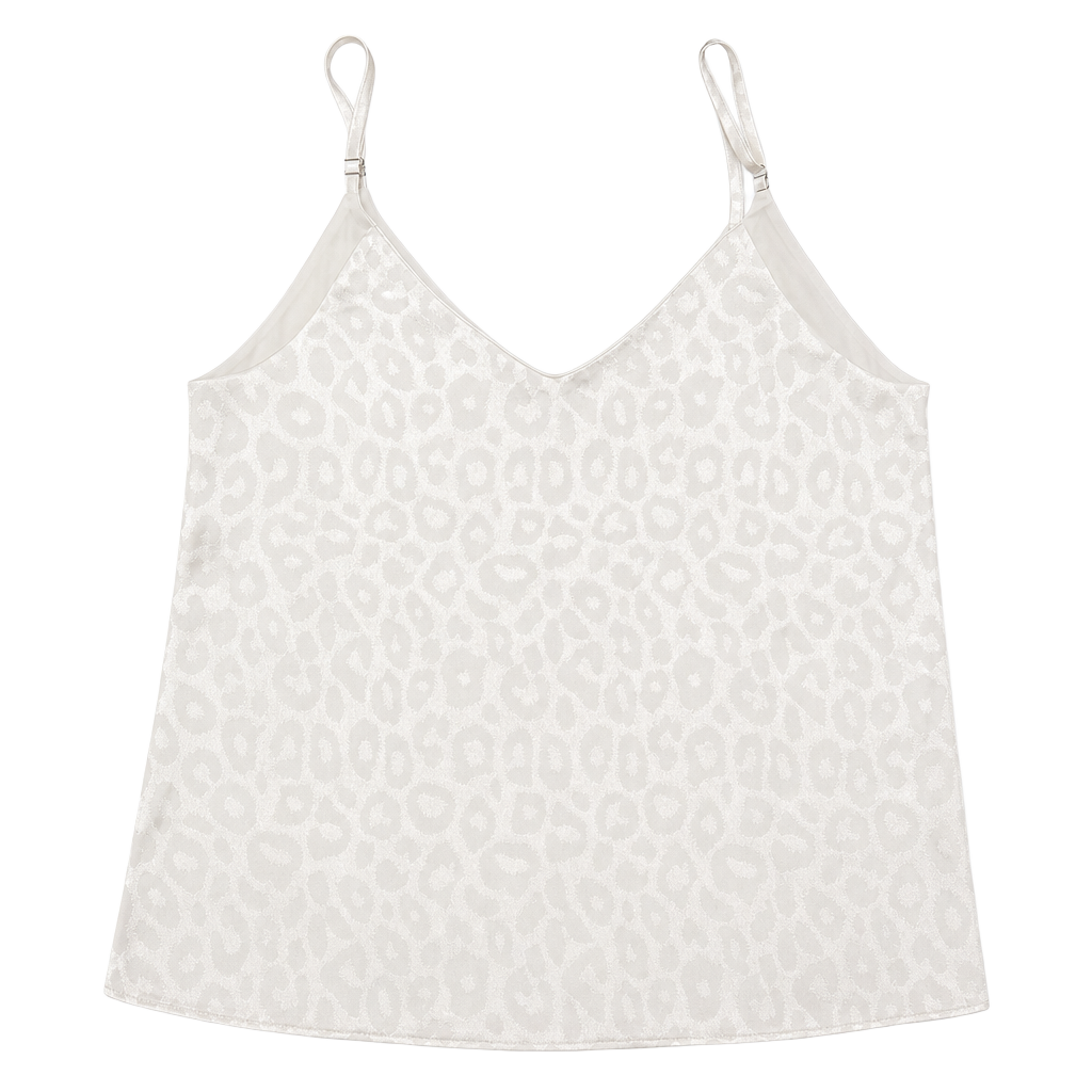 Sweet Rain White Jacquard Leopard Print V-Neck Spaghetti Strap Camisole 1