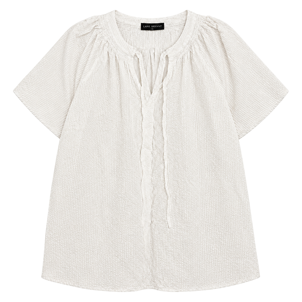 Lane Bryant White Textured Short Sleeve Blouse Size 18/20 1