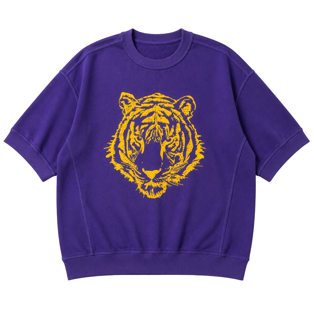 Fantastic Fawn Tiger Face Sweatshirt Size M Purple Yellow Rhinestone 1