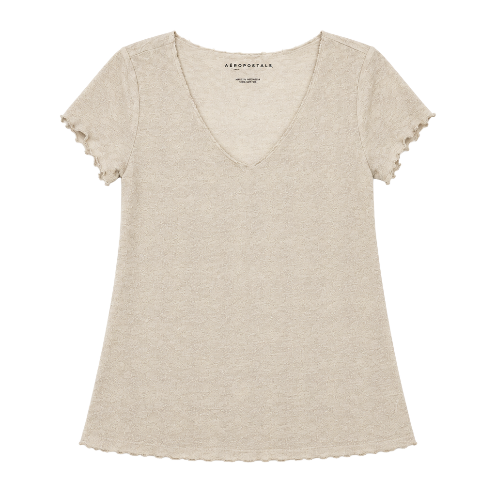 Aeropostale Short Sleeve V-Neck T-Shirt Size XS/Tan 1