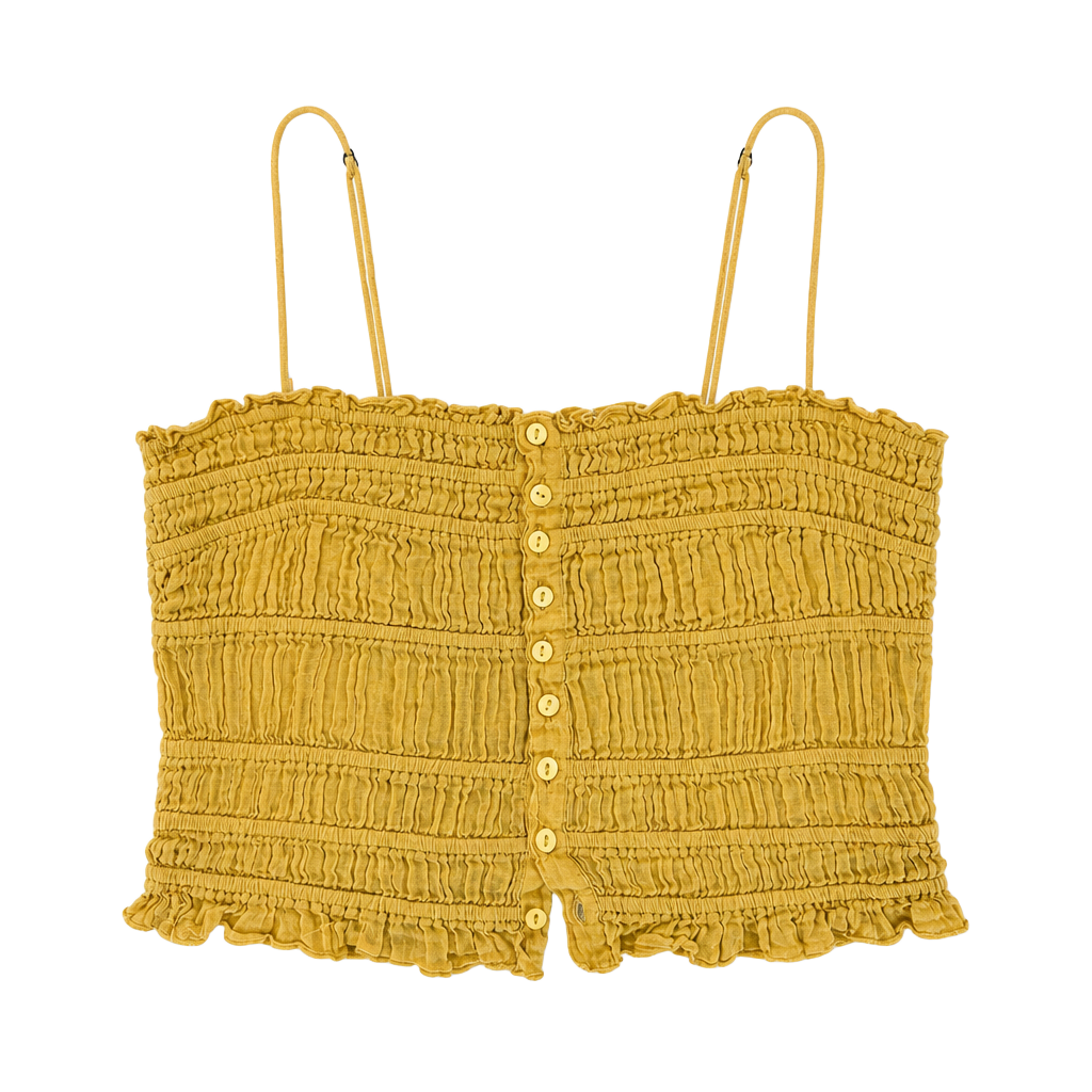 FP One Smocked Button-Front Crop Camisole Top 1