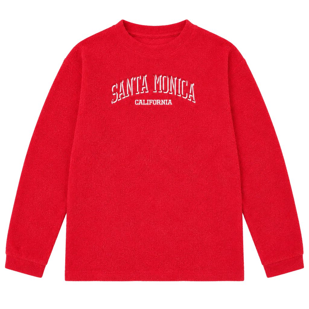 US Sport Wear Santa Monica California Sweatshirt Size XXL Red Terrycloth 1