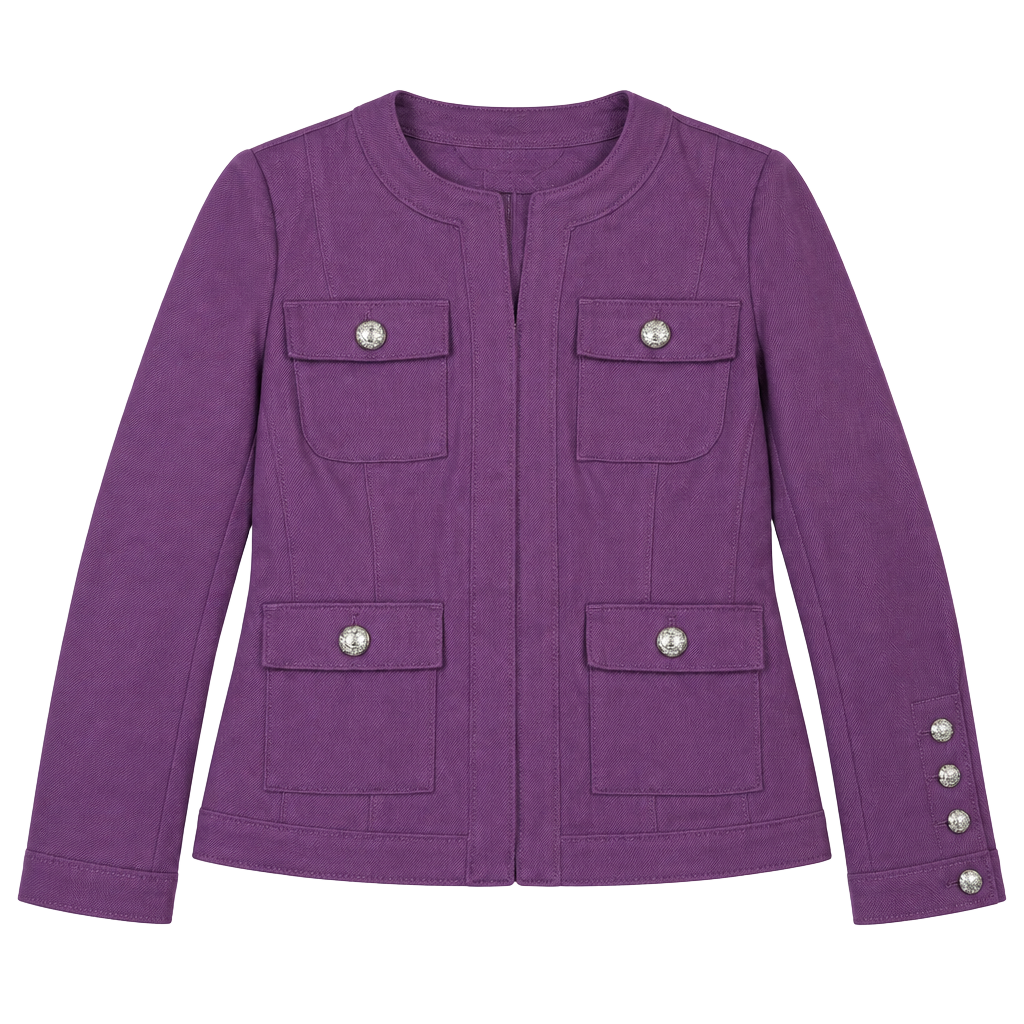 White House Black Market Jacket Size 6 Purple Gold Button Blazer 1
