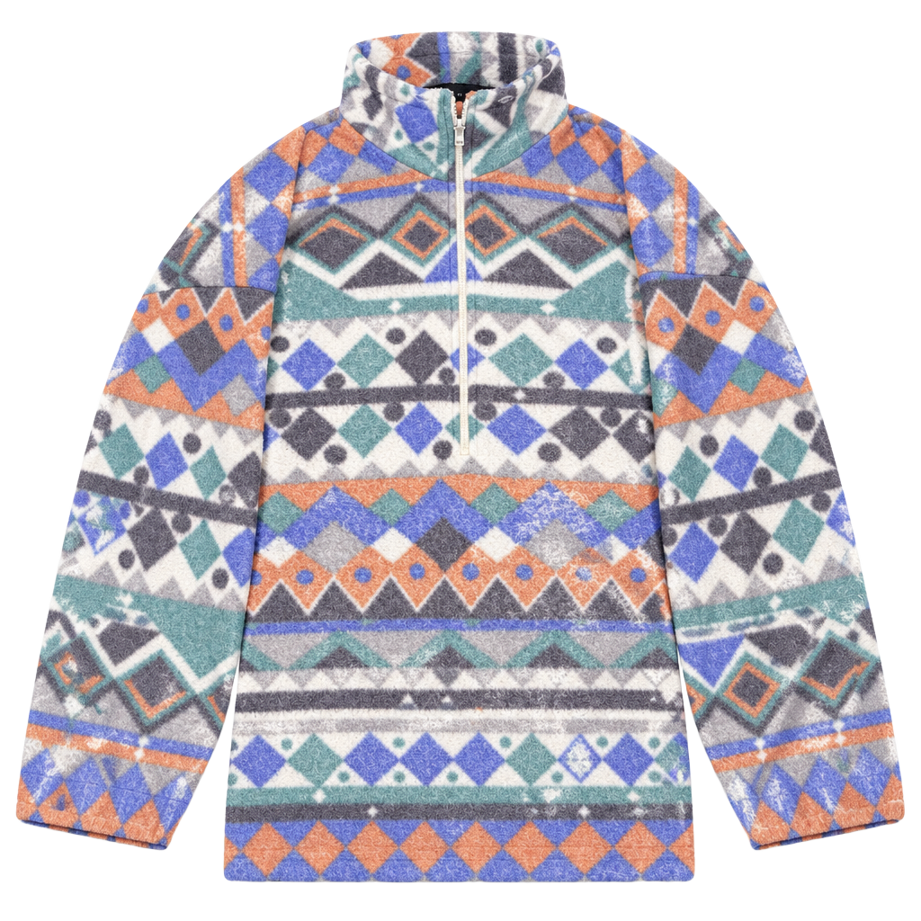 AM Sport 1/4 Zip Fleece Pullover Size M Aztec Print Pastel Ski Jacket 1