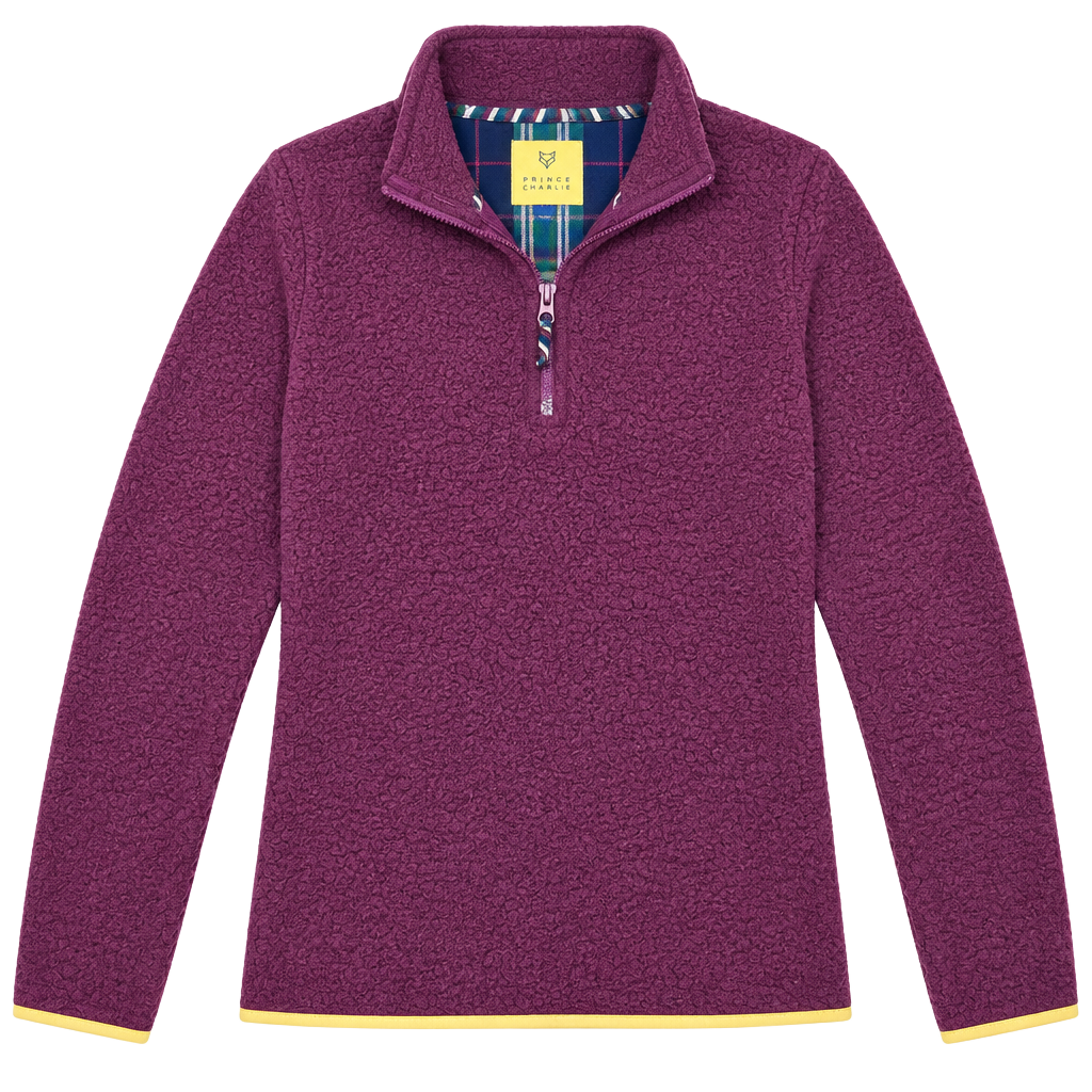 Prince & Fox Quarter Zip Sherpa Pullover Size L Burgundy Fleece 1