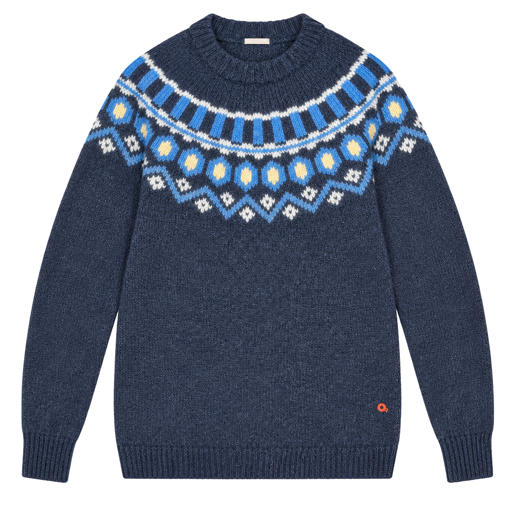 Kari Traa Ringheim Wool Sweater Blue Fair Isle Nordic Crewneck 1