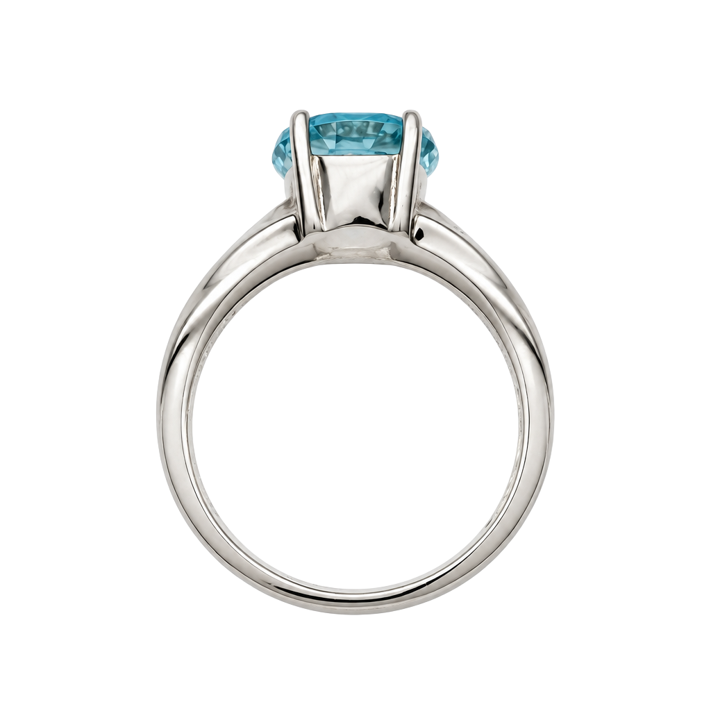 Aquamaring Split Shank Ring Gold over Sterling Silver Sz: 7 1