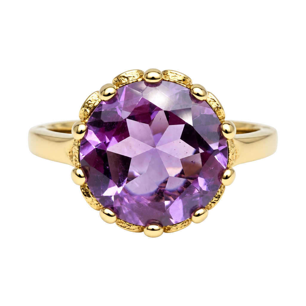 Amethyst Ring Gold Over Sterling Silver Purple Gemstone 1