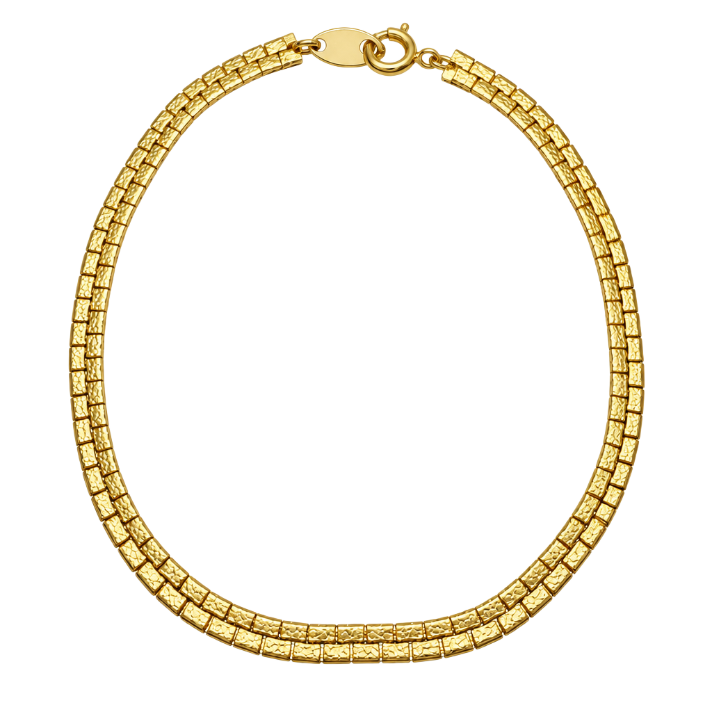 Trifari Link Bracelet Size 6 Inches Gold Tone Textured Brick 1